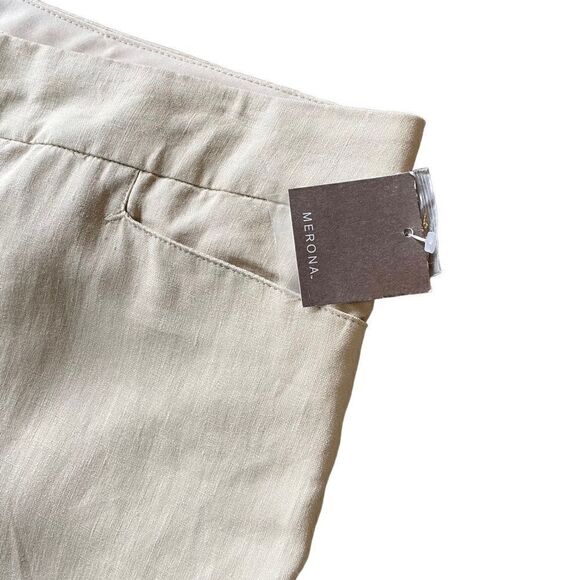 Merona Lined Linen Tan Straight Leg Trouser Pants NWT Women’s Size 12 - Picture 6 of 14